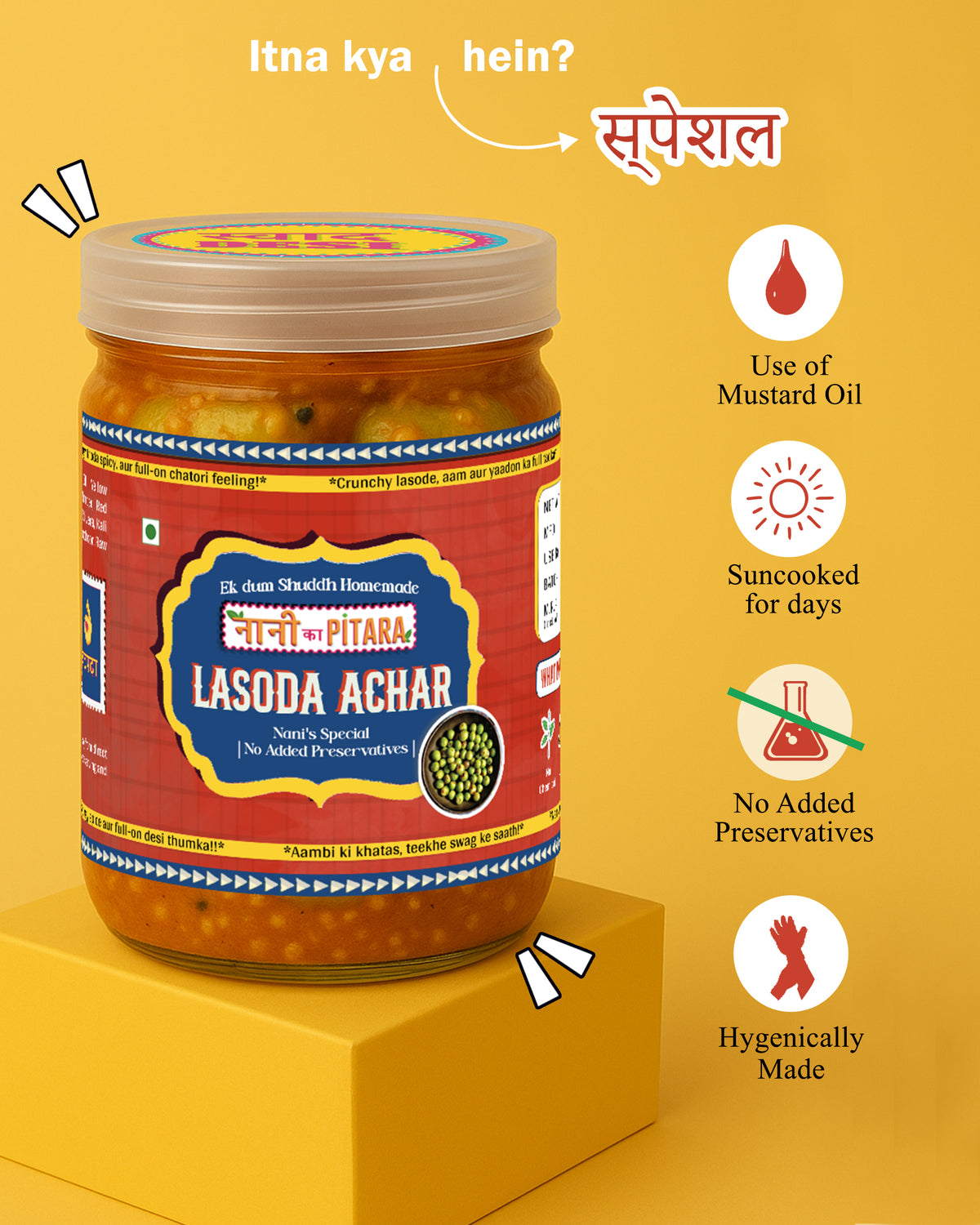 Lasode Homemade Lasoda Achar | Buy Best Lasoda Pickle Online